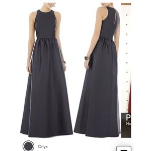 COPY - Alfred Sung D707 Sleeveless Keyhole Back Satin Maxi Dress ONYX, 6